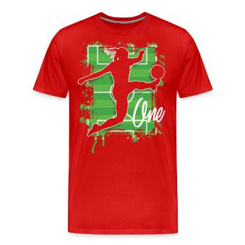 Footballer Soccer 1st Birthday - Men's Premium Organic T-Shirt - red - Front - Damien (186cm)