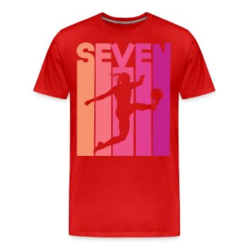 Female Soccer Player 7th Birthday - Men's Premium Organic T-Shirt - red - Front - Damien (186cm)