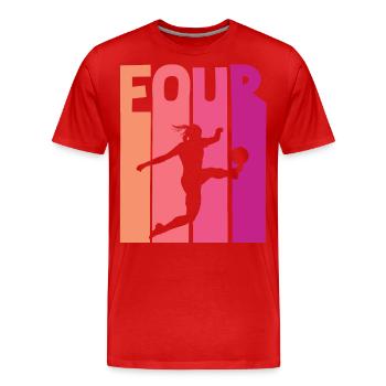 Footballer Soccer 4th Birthday - Men's Premium Organic T-Shirt - red - Front - Damien (186cm)