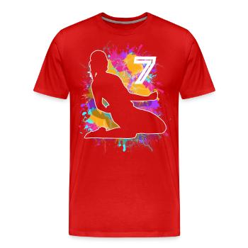 Female Soccer Player 7th Birthday - Men's Premium Organic T-Shirt - red - Front - Damien (186cm)