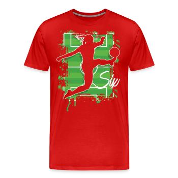 6e anniversaire Footballeur Football - T-shirt bio Premium Homme - rouge - Devant - Damien (186cm)