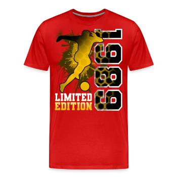 1989 Année de naissance Anniversaire Football - T-shirt bio Premium Homme - rouge - Devant - Damien (186cm)