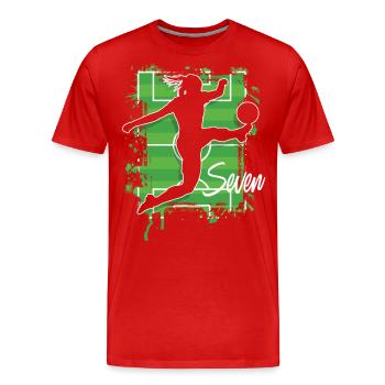 Footballer Soccer 7th Birthday - Men's Premium Organic T-Shirt - red - Front - Damien (186cm)