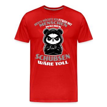 Panda wants to do something with humans - Men's Premium Organic T-Shirt - red - Front - Damien (186cm)