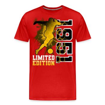 1951 Année de naissance Anniversaire Football - T-shirt bio Premium Homme - rouge - Devant - Damien (186cm)