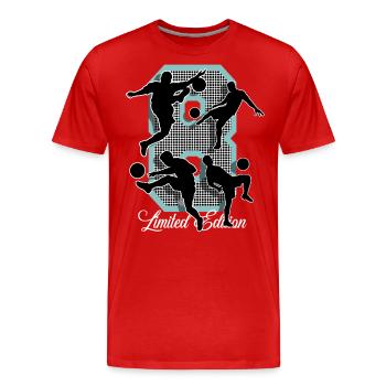 Football du 8e anniversaire - T-shirt bio Premium Homme - rouge - Devant - Damien (186cm)