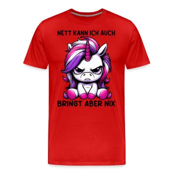 Sympa je peux aussi apporter mais rien n’apporte - T-shirt bio Premium Homme - rouge - Devant - Damien (186cm)