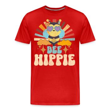 Bee Hippie Biene Peace - Männer Premium Bio T-Shirt - Rot - Vorne - Damien (186cm)