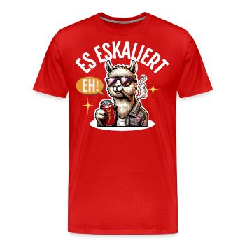 Es Eskaliert Eh Alpaka Bier Party Saufen - Männer Premium Bio T-Shirt - Rot - Vorne - Damien (186cm)
