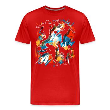 Joueurs de football - T-shirt bio Premium Homme - rouge - Devant - Damien (186cm)