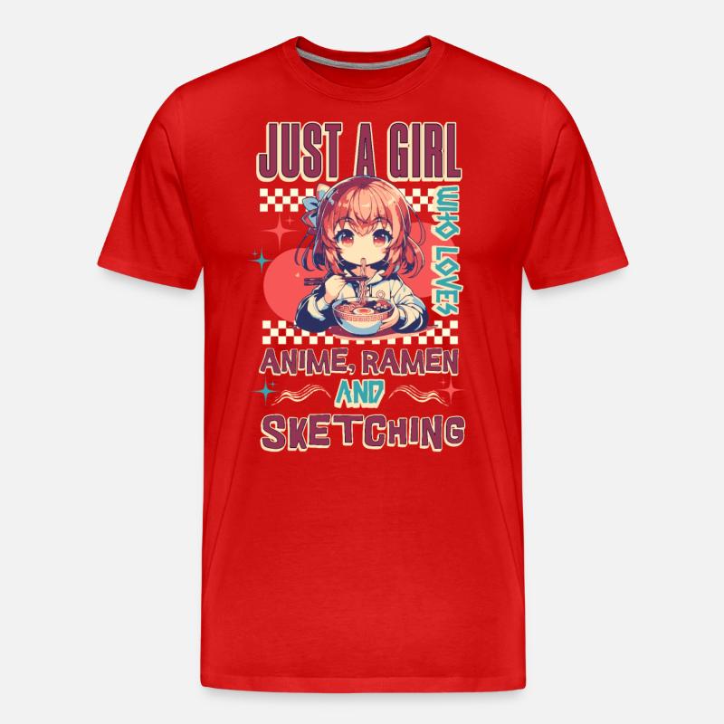 Anime Ramen Sketching - Männer Premium Bio T-Shirt - Rot