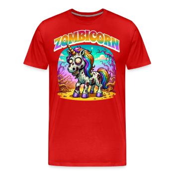 Licorne zombie zombie - T-shirt bio Premium Homme - rouge - Devant - Damien (186cm)