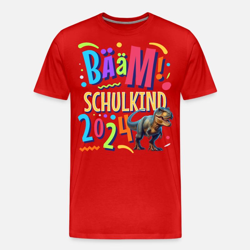 Bääm Schulkind 2024 T Rex - Männer Premium Bio T-Shirt - Rot