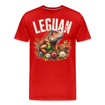 Leguan - Männer Premium Bio T-Shirt - Rot - Vorne - Damien (186cm)