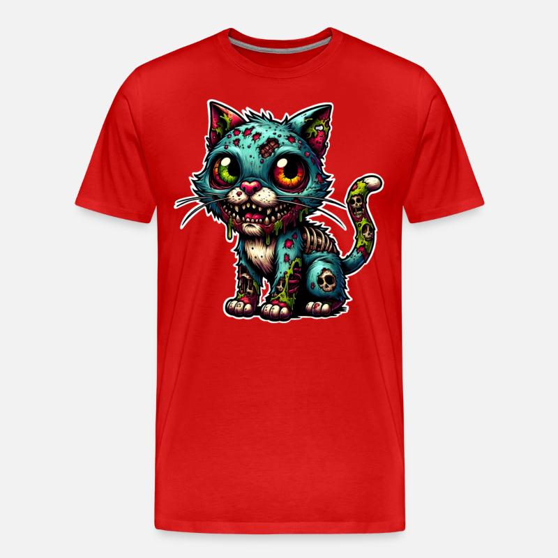 Katze Zombie Monster - Männer Premium Bio T-Shirt - Rot