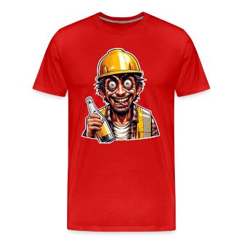 Bauarbeiter Bier Betrunken Lustig - Männer Premium Bio T-Shirt - Rot - Vorne - Damien (186cm)