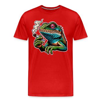 Fumer du Cannabis Lizard - T-shirt bio Premium Homme - rouge - Devant - Damien (186cm)