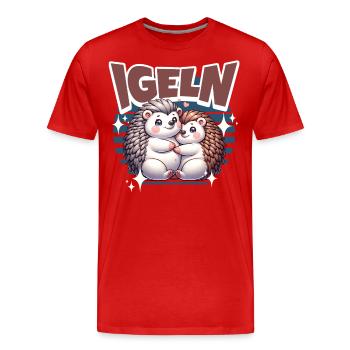 Igel Kuscheln Igeln - Männer Premium Bio T-Shirt - Rot - Vorne - Damien (186cm)