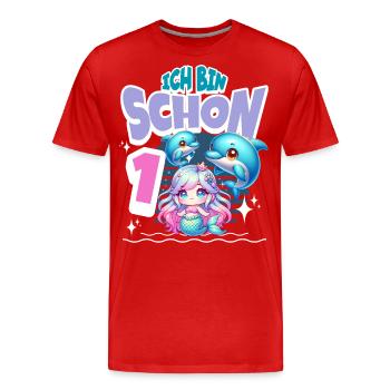 1. Geburtstag Meerjungfrau Delfin Kinder Mädchen - Männer Premium Bio T-Shirt - Rot - Vorne - Damien (186cm)