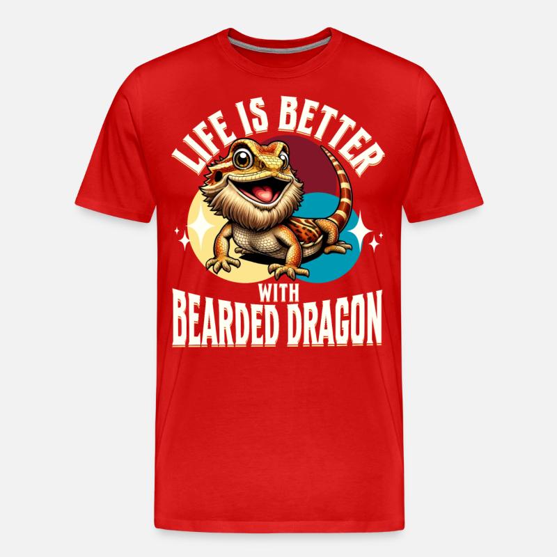 Bartagame Bartagamen Bearded Dragon - Männer Premium Bio T-Shirt - Rot
