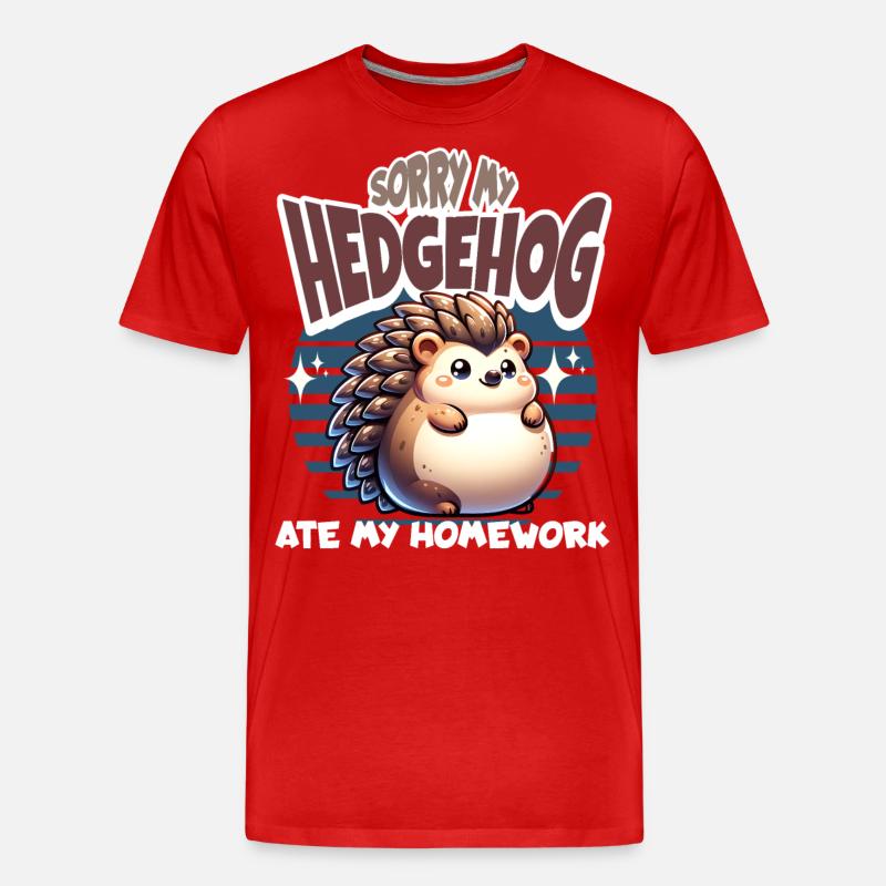 École de devoirs de hérisson - T-shirt bio Premium Homme - rouge