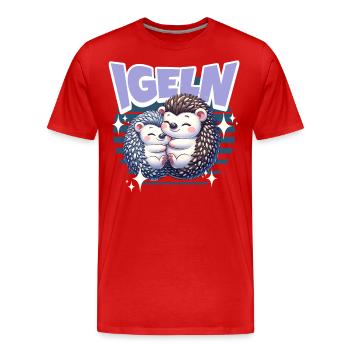 Igel Kuscheln Igeln - Männer Premium Bio T-Shirt - Rot - Vorne - Damien (186cm)