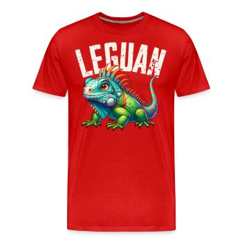 Leguan - Männer Premium Bio T-Shirt - Rot - Vorne - Damien (186cm)