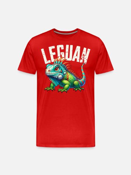 Leguan - Männer Premium Bio T-Shirt - Rot