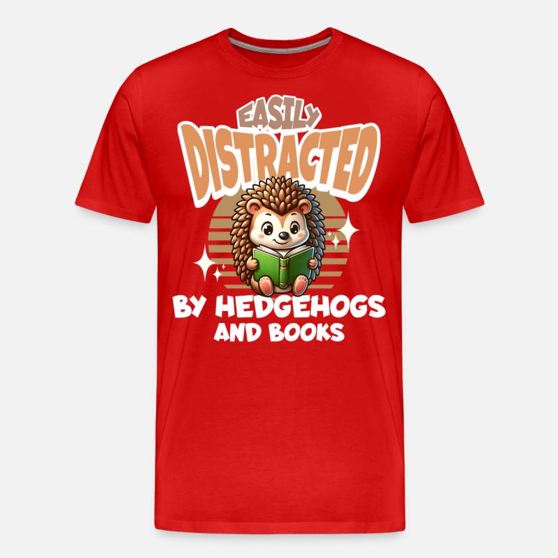 Igel Lesen Bücher Buch - Männer Premium Bio T-Shirt - Rot