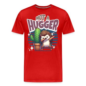 Not A Hugger Hedgehog Cactus - Men's Premium Organic T-Shirt - red - Front - Damien (186cm)