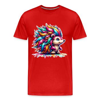 Igel Bunt - Männer Premium Bio T-Shirt - Rot - Vorne - Damien (186cm)