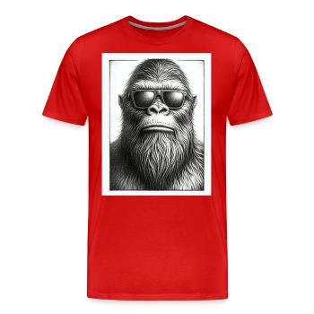 Bigfoot Mugshot Portrait - T-shirt bio Premium Homme - rouge - Devant - Damien (186cm)