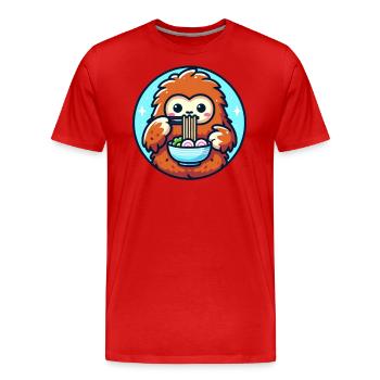 Kawaii Bigfoot Ramen - Männer Premium Bio T-Shirt - Rot - Vorne - Damien (186cm)