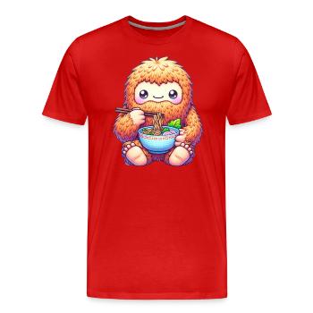 Kawaii Bigfoot Noodle Bowl Ramen Lover - Männer Premium Bio T-Shirt - Rot - Vorne - Damien (186cm)