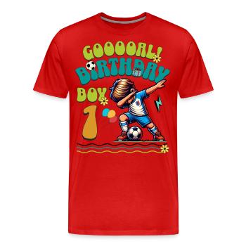 1st Birthday Football - Men's Premium Organic T-Shirt - red - Front - Damien (186cm)