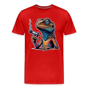 High Lizard Lizard Fumer du cannabis - T-shirt bio Premium Homme - rouge - Devant - Damien (186cm)