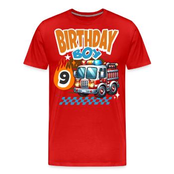 9th Birthday Fire Brigade - Men's Premium Organic T-Shirt - red - Front - Damien (186cm)