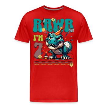 7ème anniversaire Rawr T Rex Dinosaure - T-shirt bio Premium Homme - rouge - Devant - Damien (186cm)