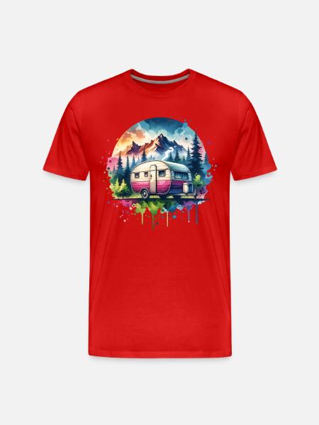Camping Caravan - Men's Premium Organic T-Shirt - red