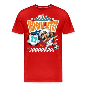 Fußball 11. Geburtstag Bääm Ich Bin Jetzt 11 - Männer Premium Bio T-Shirt - Rot - Vorne - Damien (186cm)