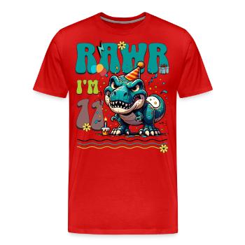 11e anniversaire Rawr T Rex dinosaure - T-shirt bio Premium Homme - rouge - Devant - Damien (186cm)