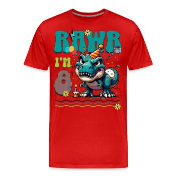 8ème anniversaire Rawr T Rex Dinosaure - T-shirt bio Premium Homme - rouge - Devant - Damien (186cm)