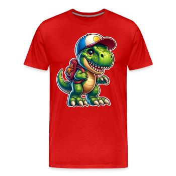 T Rex Étudiant École École Enfant Inscription à l’école - T-shirt bio Premium Homme - rouge - Devant - Damien (186cm)