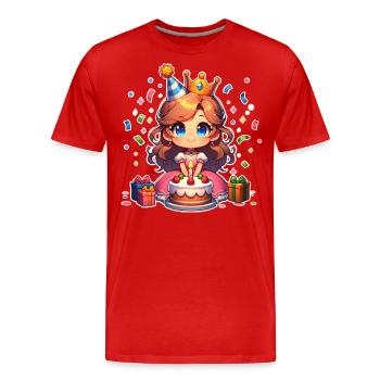 Confettis d’anniversaire de princesse - T-shirt bio Premium Homme - rouge - Devant - Damien (186cm)