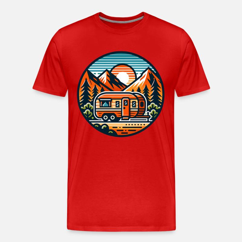 Camping Camper Wohnwagen - Männer Premium Bio T-Shirt - Rot