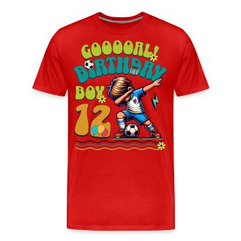 12e anniversaire Football - T-shirt bio Premium Homme - rouge - Devant - Damien (186cm)