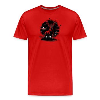 Art de l’encre de cerf - T-shirt bio Premium Homme - rouge - Devant - Damien (186cm)