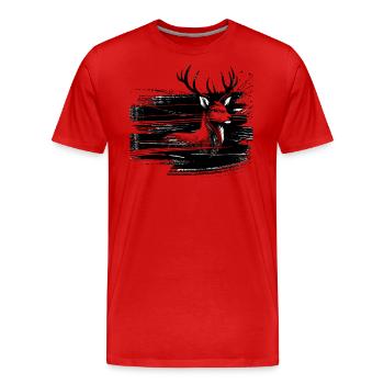 Art à l’encre Hirschbock - T-shirt bio Premium Homme - rouge - Devant - Damien (186cm)