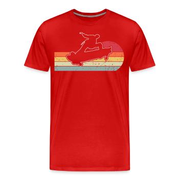Skater Skateboard Retro Vintage - Männer Premium Bio T-Shirt - Rot - Vorne - Damien (186cm)