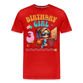 Basketball 3. Geburtstag Mädchen Basketballerin - Männer Premium Bio T-Shirt - Rot - Vorne - Damien (186cm)